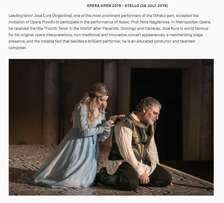 Otello in Plotdiv, July 2019, starring Jos Cura.